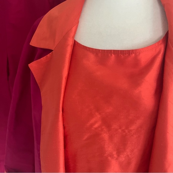 Vintage🖌️ Nira Nira Silk Pant Set L Magenta Orange 3 Pc Art to Wear Made in USA - Picture 4 of 12